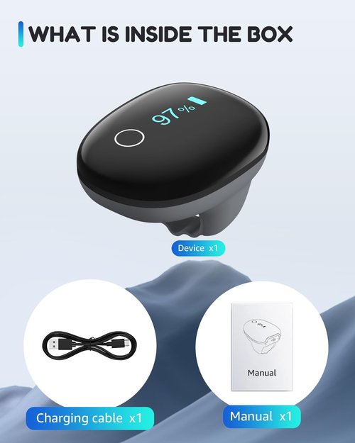 HealthTree JKS50G Sleep O2Ring - Bluetooth Pulse Oximeter for Overnight Blood Oxygen & Pulse Tracking