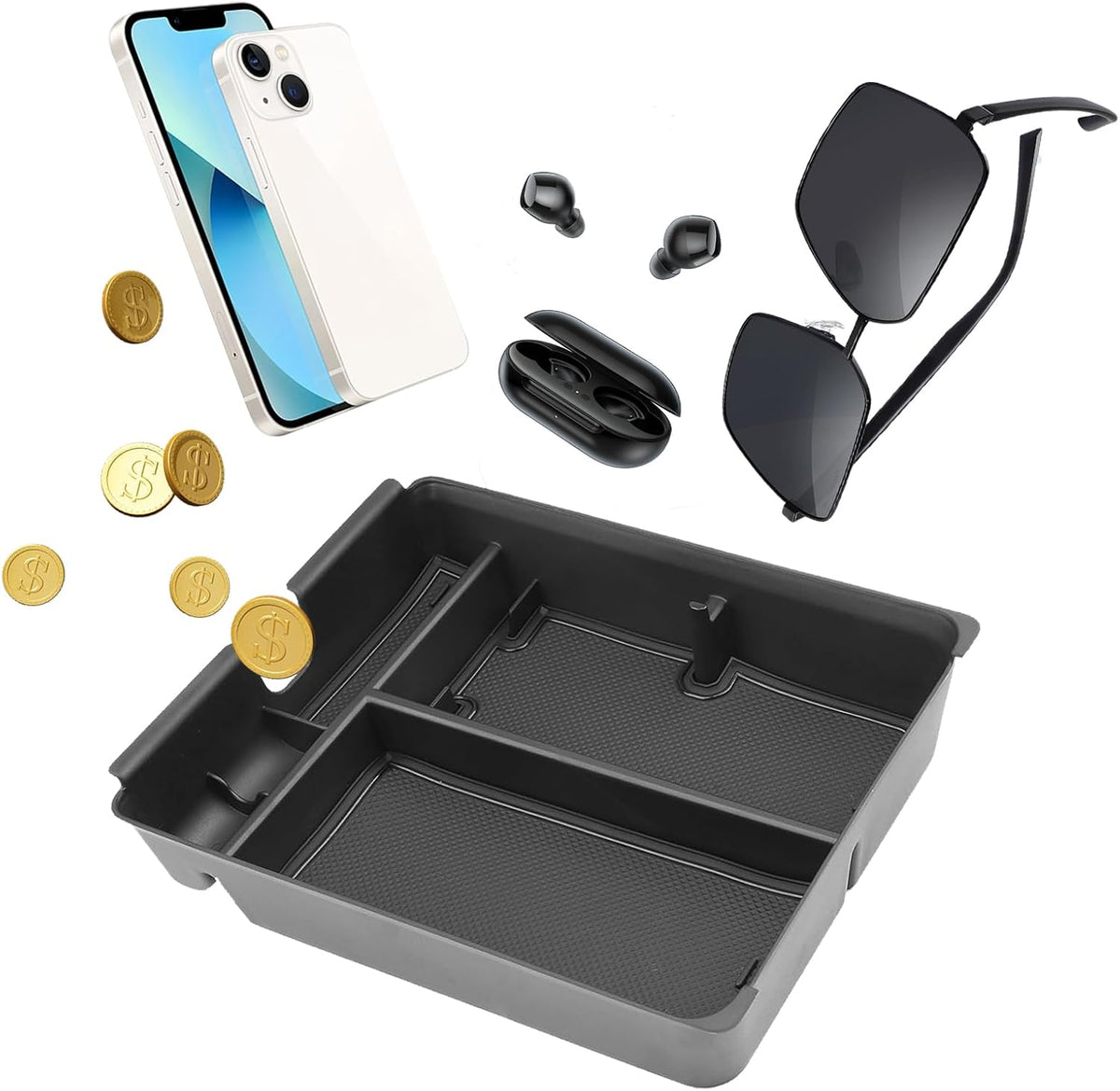 Center Console Organizer Compatible with Honda Pilot 2023-2026 / Ridgeline 2024-2025 / Passport 2024-2026, Central Control Armrest Storage Box Insert Secondary Organizer Tray Accessories