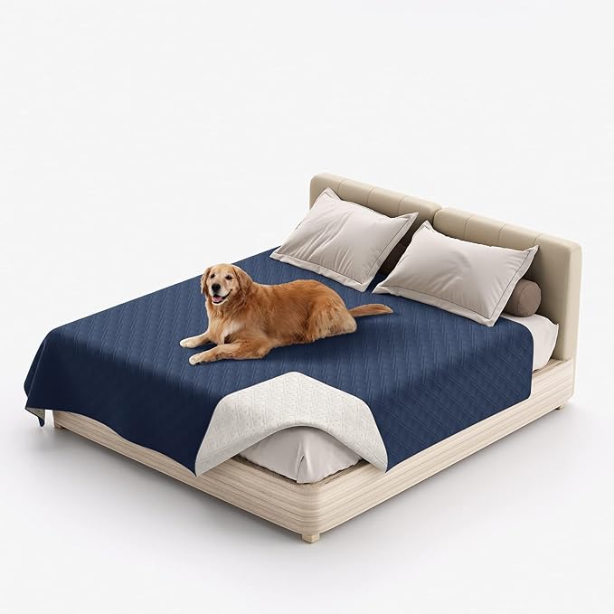 Waterproof Dog Bed Covers for Couch Protection, Water-Resistant Soft Dog Pet Blanket Anti-Slip Dog Blanket for Bed, for Furniture Bed Couch Sofa (Navy Blue,86x82inch)