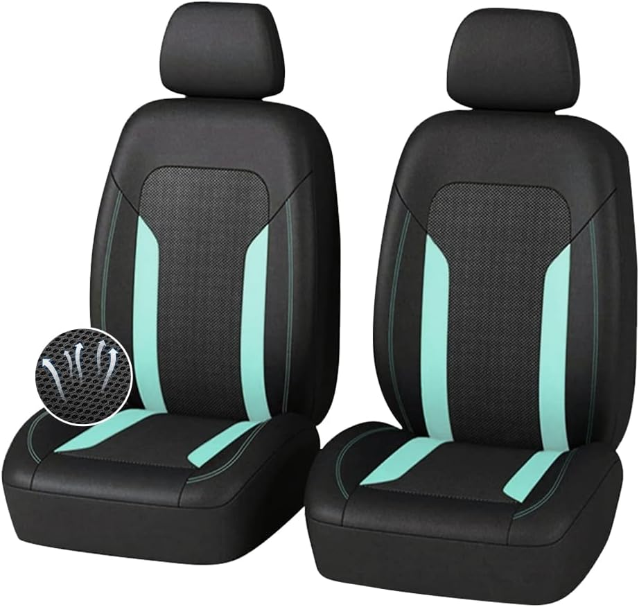 4PCS Cooling Car Seat Covers,Breathable Front Seat Covers with Mesh Construction and Foam Padding,Car Seat Protector to Reduce Back Sweating,Universal Car Interior for Car SUV (Mint)