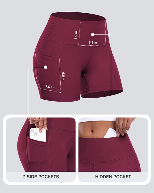 CHRLEISURE Women's Biker Yoga Shorts - High Waisted Tummy Control | 4-Pack Athletic Gym Shorts