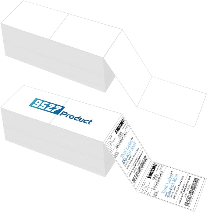 9527 Product 4" x 6" Zebra Fanfold Direct Thermal Shipping Labels, 2 Stacks