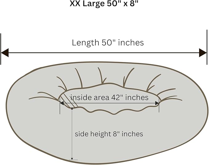 Organic Cotton Canvas Dog Bed: Removable Cover, Natural Fill - Made in USA (Black, XX Large 50" x 8" inches)
