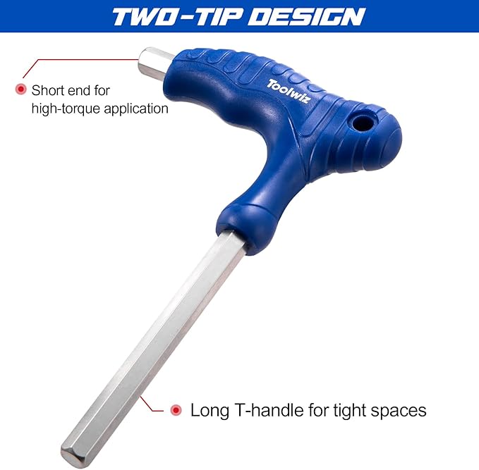 Toolwiz T Handle Allen Wrench Set of 14 Portable Hex Key Set SAE & Metric CR-V Steel Allen Key Set for 4S Shop Bike Motorcycle Repair Mechanics Home Maintenance