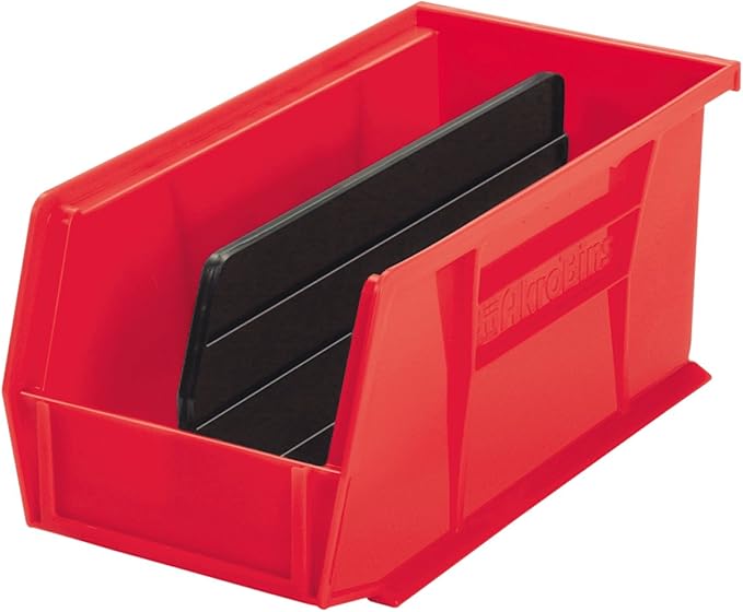 Akro-Mils 40265 Plastic Length Dividers for AkroBins Stackable Storage Bins Model 30265, Custom Storage Inserts for Tools, Crafts & Supplies, 6-Pack, Black