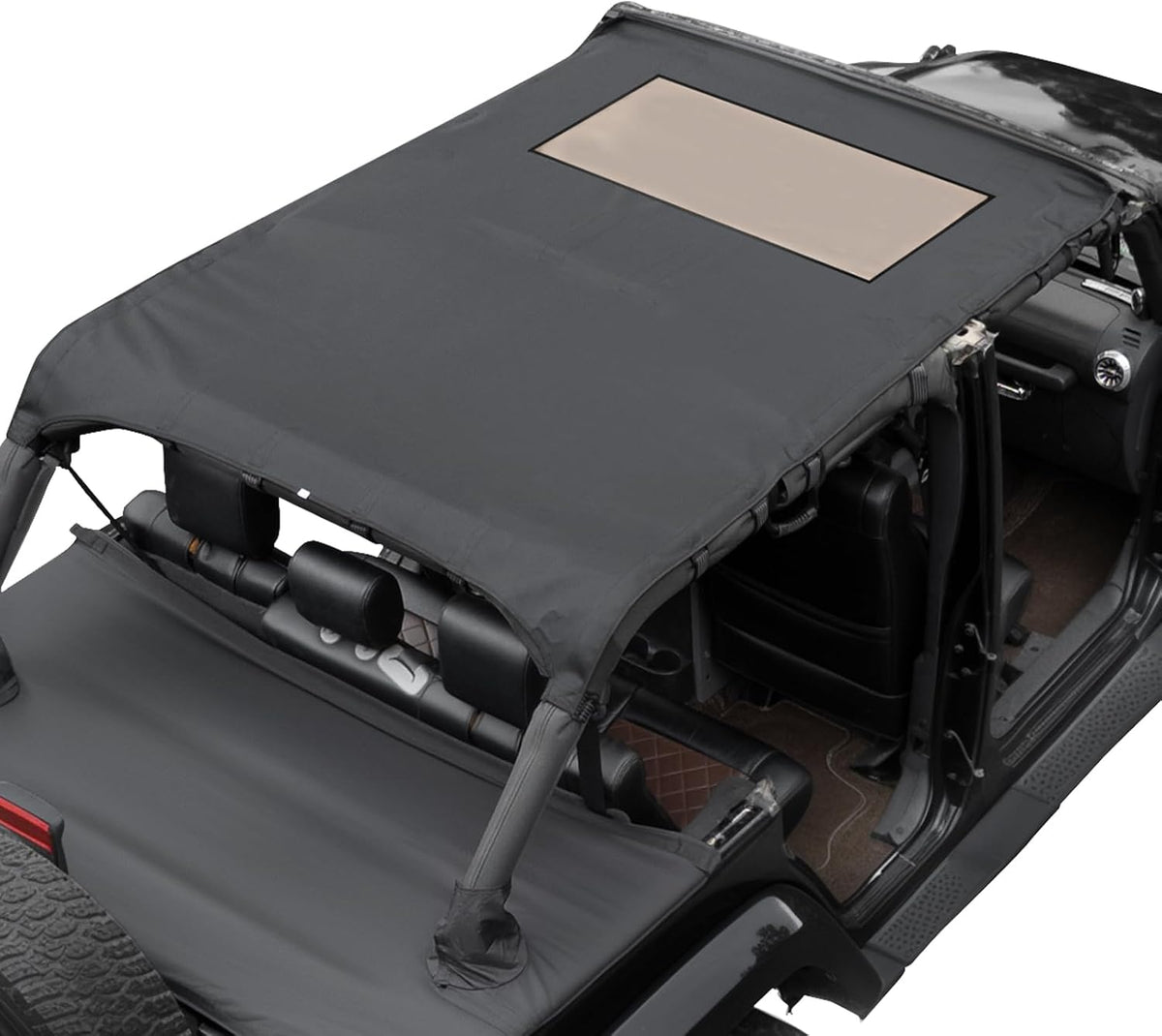 JOYTUTUS Waterproof Sun Shade Top for Wrangler JK 4-Door (2007-2018) – All-Weather Protection, UV Block, Rainproof & Noise Reducing Soft Top Cover