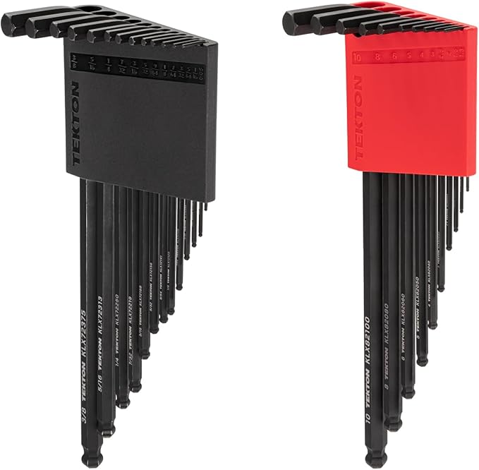 TEKTON Ball End Hex L-Key Set with Holders, 23-Piece (0.050-3/8 in., 1.3-10 mm) | KLX91304