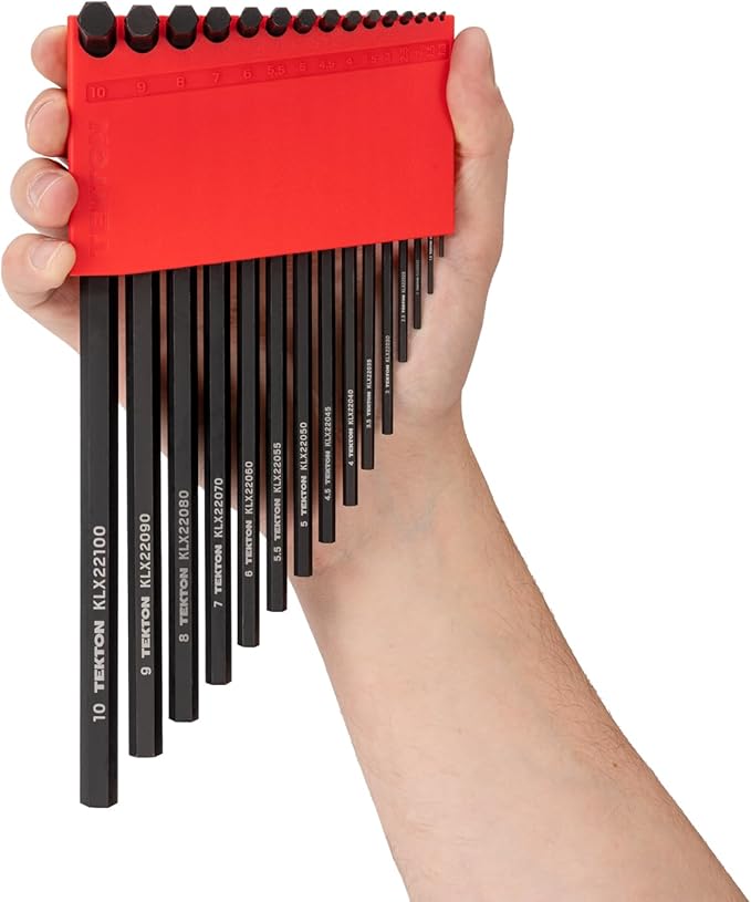 TEKTON Flat End Hex L-Key Set with Holders, 28-Piece (0.050-3/8 in., 1.3-10 mm) | KLX91303