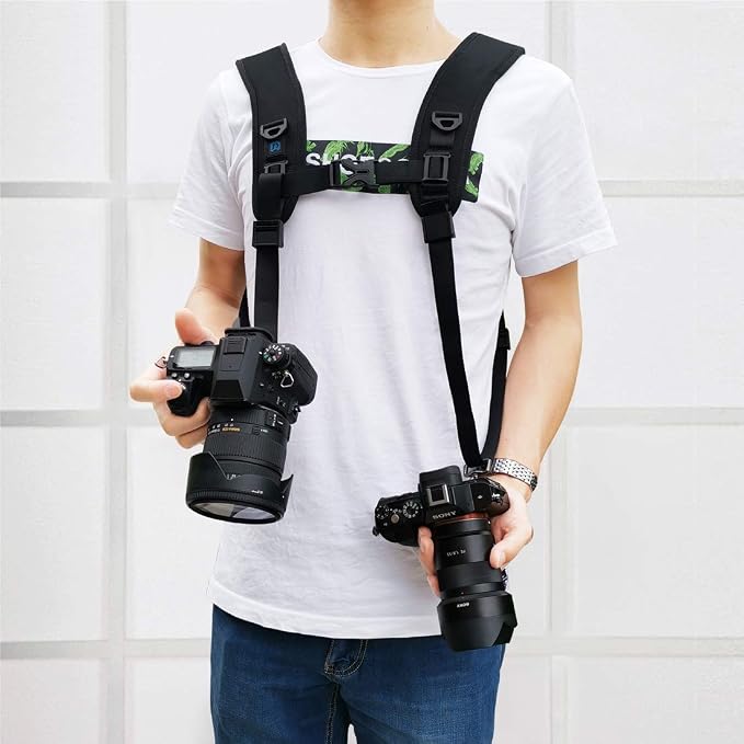 PULUZ Dual Camera Shoulder Harness Quick Release Double Camera Tether Strap