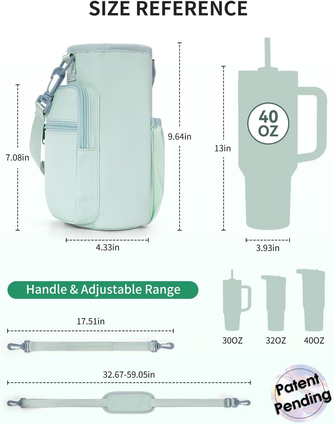 Sportsnew Magnetic Gym Bag - Water Bottle Carrier with Strap & Phone Pockets for 40oz Tumblers