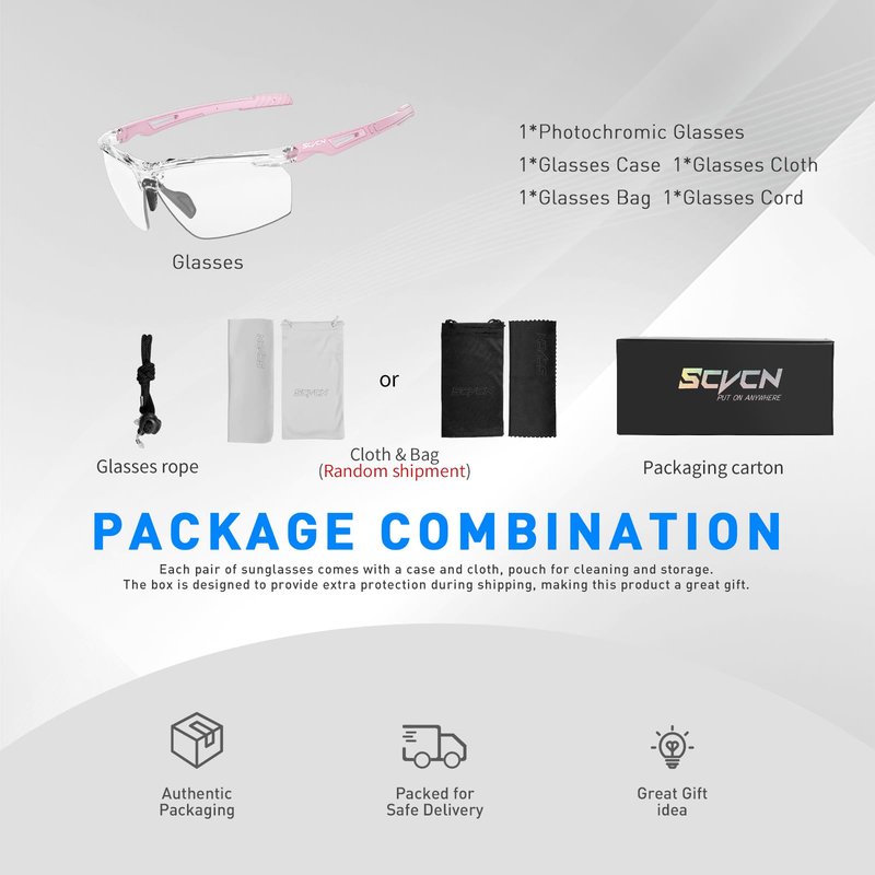 SCVCN Photochromic Sport Sunglasses Cycling Clear Glasses Men Women UV400 Protection MTB BMX Fishing Running Riding Golf Driving Bike Softball Baseball 11
