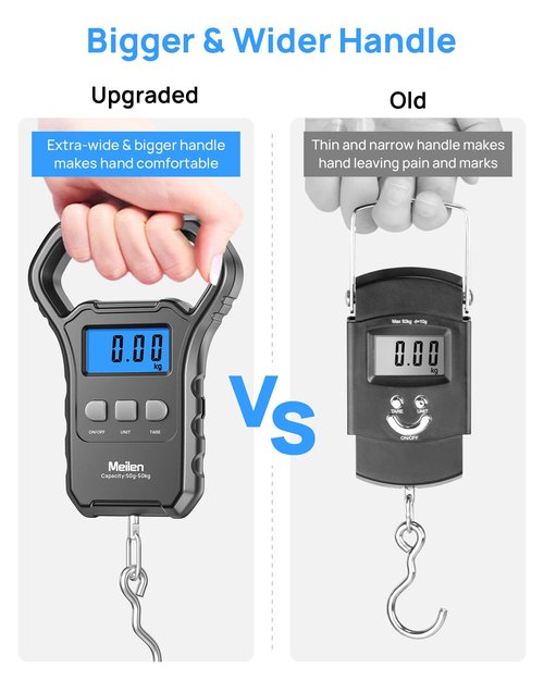 Meilen Fishing Scale - 110lb/50kg Digital Luggage Weigh Scale with Backlit LCD Display | Ideal for Travel & Fishing
