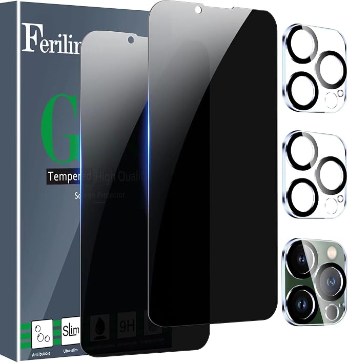 Ferilinso for iPhone 13 Pro Privacy Screen Protector, 2 Pack 9H Anti Spy
