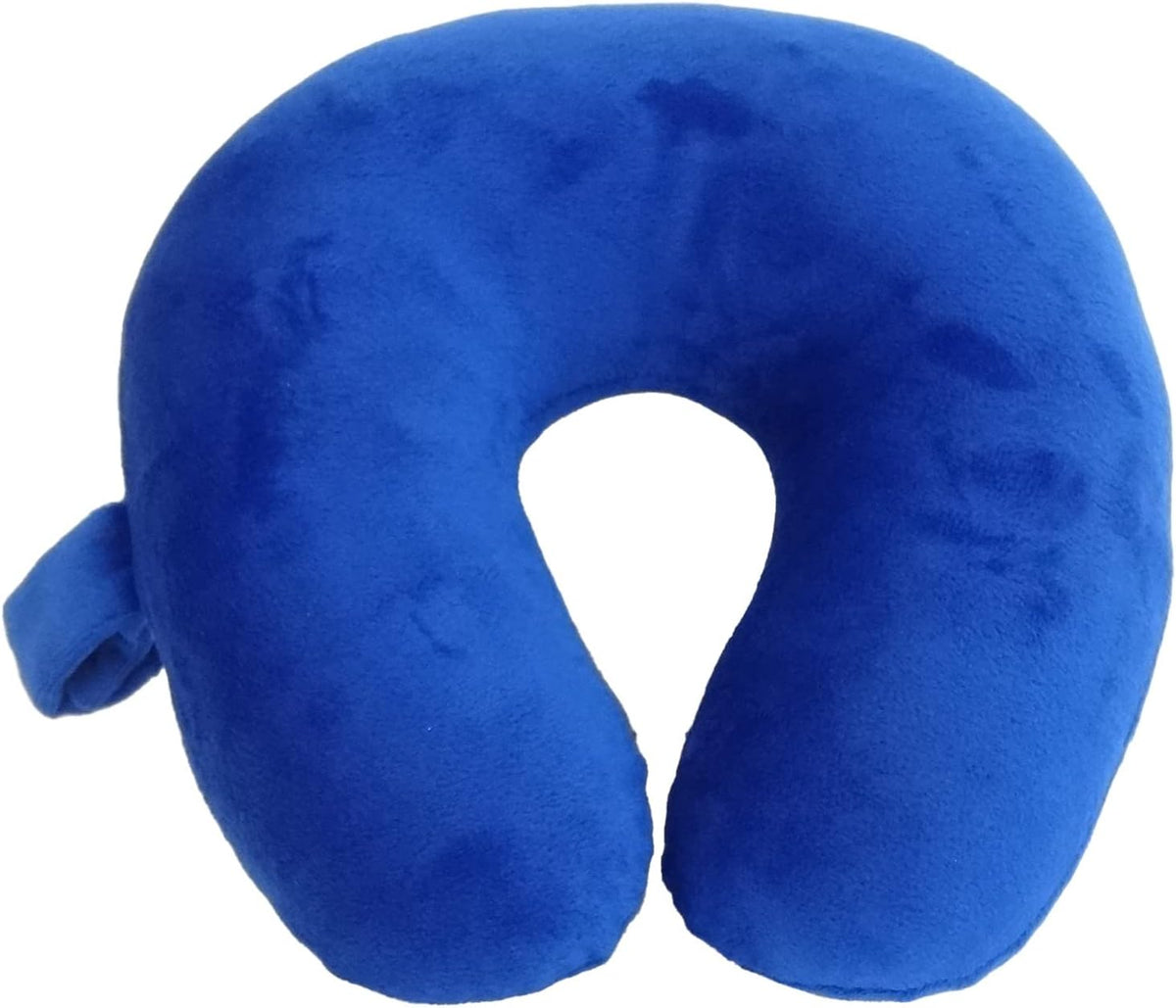 Wolf Essentials Kids Travel Neck Pillow - Cozy Soft Microfiber, Compact Design for Airplane, Car Seat, or Toddler Travel Support – Blue