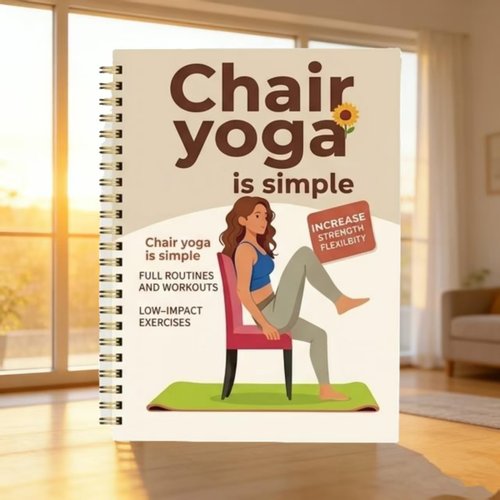 30-Day Chair Yoga Guide by [Brand Name] - 60 Beginner Workouts for Weight Loss & Flexibility | Spiral Bound, 5.5x8.3 Inch, Beige