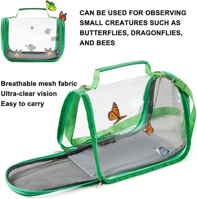 Portable Small Pet Carrier Bag – Travel Bird Cage for Parrots, Parakeets, Cockatiels, Hamsters, Lizard and Vet Visit with Shoulder Straps & Side Access (Excludes tray and stand, Green, 10.2*7.5*7.6in)