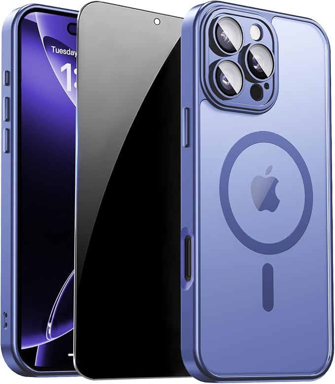 for iPhone 16 Pro Case with Privacy Screen Protector and Camera Protection
