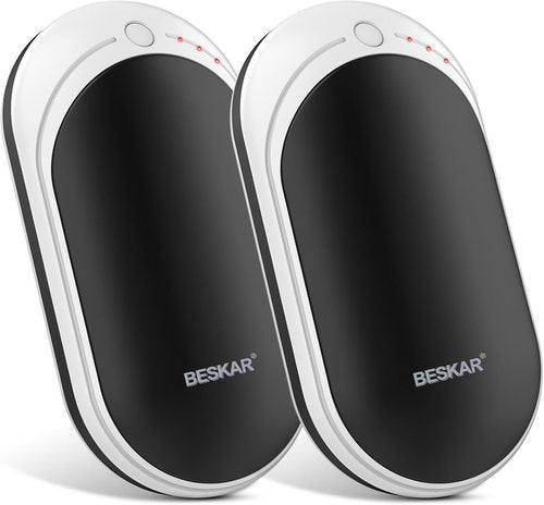 BESKAR Rechargeable Hand Warmer - 5200mAh Double-Sided Electric Heater | Portable USB Quick Charge for Outdoor Use
