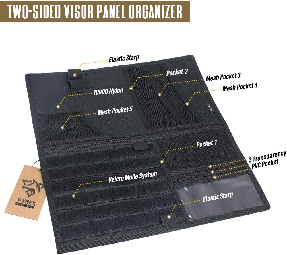 WYNEX Car Visor Organizer 2-Sided MOLLE Panel, for Car Trucks Pickup Vans