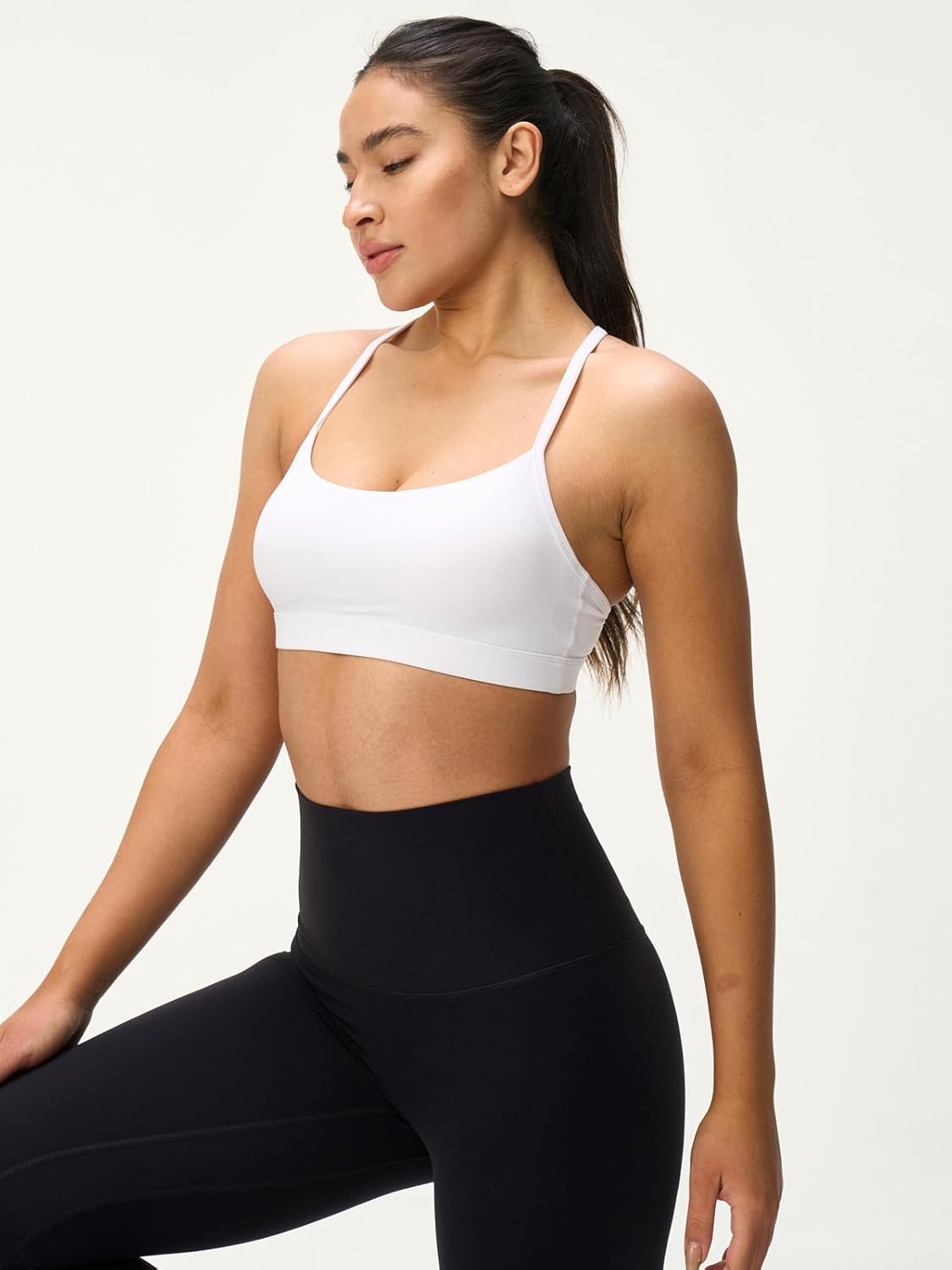 Skiennix Women's Y-Back Padded Sports Bra - Soft, Strappy U-Neck for Low Impact Yoga & Pilates