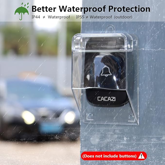 PC Waterproof Doorbell Cover, Transparent Rainproof Wireless Doorbell