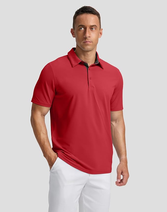 Men's Golf Shirts Dry Fit Moisture Wicking Performance Short Sleeve Collared Polo Shirts for Casual Athletic Business