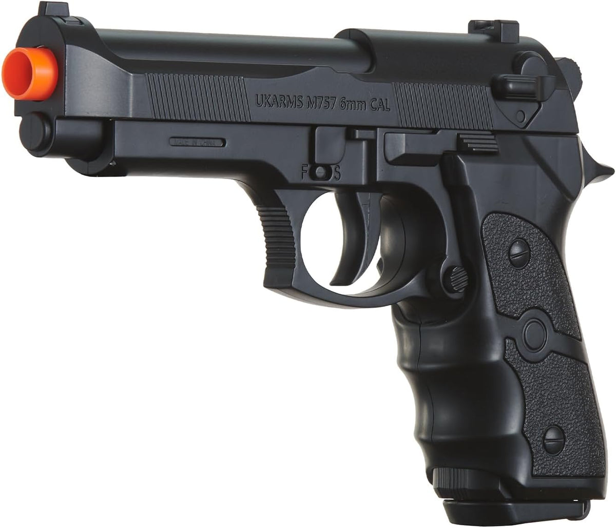 UKARMS V038 Spring Powered Airsoft Pistol - Sleek Black Design for Enhanced Gameplay