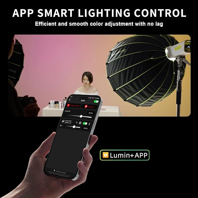 S200BPro 200W COB LED Video Light, 310W Max Bi-Color 2700K-6500K, 000 Lux@1m