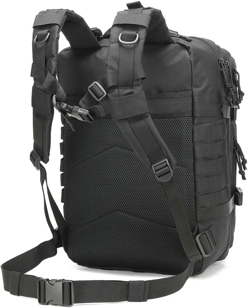 Skiennix Tactical Backpack - 45L Military Gym Bag | Large 3-Day Assault Pack for Rucking, Fishing, Camping (Black)