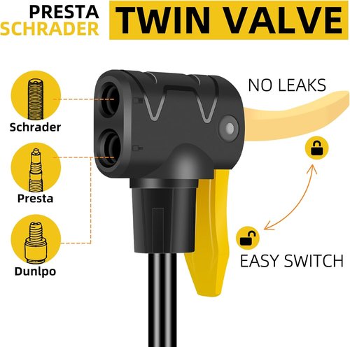 High-Pressure Bike Pump by [Brand Name] - Floor Bicycle Tire Pump for Presta & Schrader Valves | Versatile for Bikes, Balls & Scooters