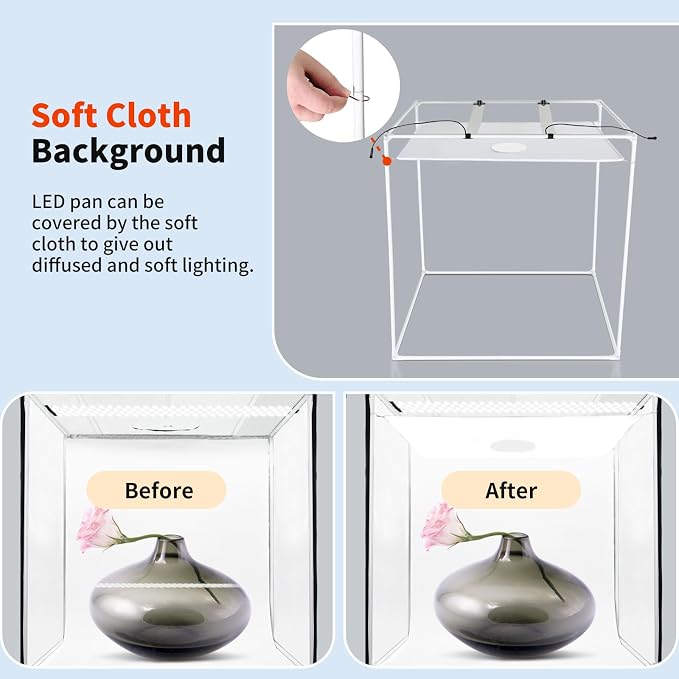 32"x32" Photo Studio Light Box for Photography, 3 Color 10-Level Adjustable