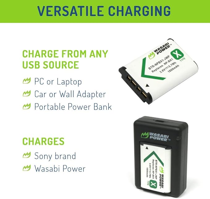 Wasabi Power NP-BX1 Battery and Dual USB Charger