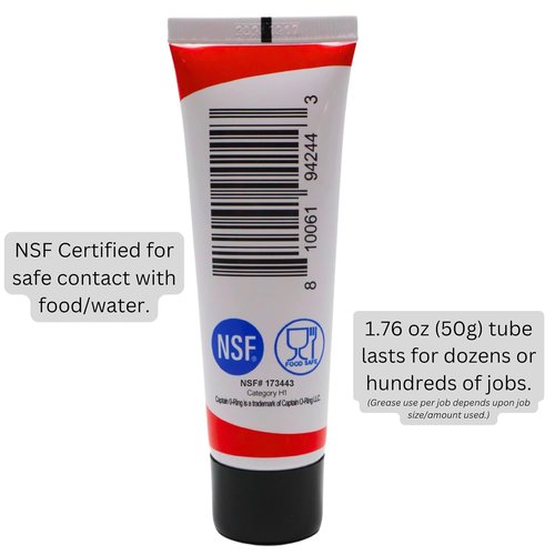 Captain O-Ring Silicone Lubricant Grease - NSF Food Grade for O-Rings, Seals & Gaskets | 1.76oz (50g)