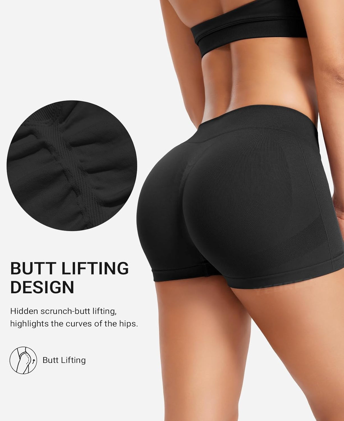 YEOREO Women's Booty Shorts - Low Rise Scrunch Design for Gym & Yoga | 2.5" Spandex Biker Shorts