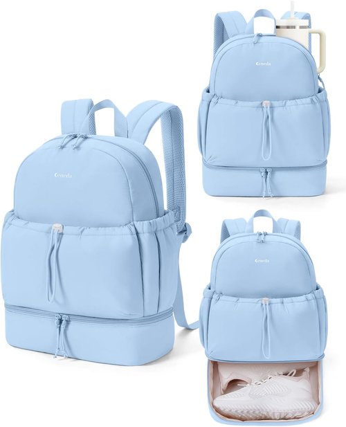 Ceneda Gym Backpack for Women - Stylish Bag with Shoe Compartment, Wet Pocket & Cup Holder