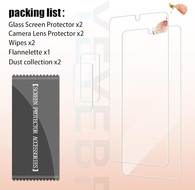 Galaxy S21 HD Clear Tempered Glass Screen Protector + Camera Lens Protectors