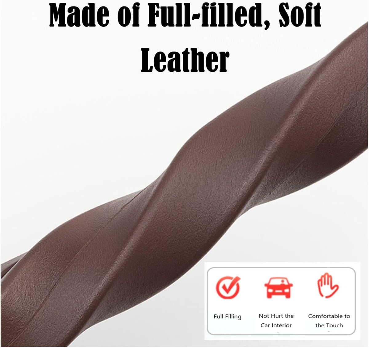 Leather Car Seat Gap Filler Universal for Car, SUV, Truck Fit Organizer Fill The Gap Between Seat and Console Stop Things from Dropping, Set of 2 (Brown)