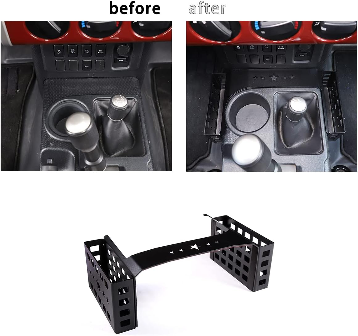 Car Center Console Shifter Storage Box Compatible with Toyot@ FJ Cruiser 2007-2021 Aluminum Alloy Center Console Gear Shift Organizer Tray Storage Box Basket Interior Accessories