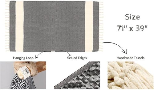 Bazaar Anatolia Turkish Beach Towel - Oversized 100% Cotton, Quick Dry & Sand Free - 71x39 Inches, Diamond Purple