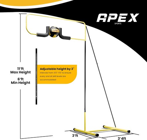 Apex Sports Volleyball Spike Trainer - Adjustable Solo Practice Station for Hitting & Spiking - Durable 25lb Base, Indoor/Outdoor Use