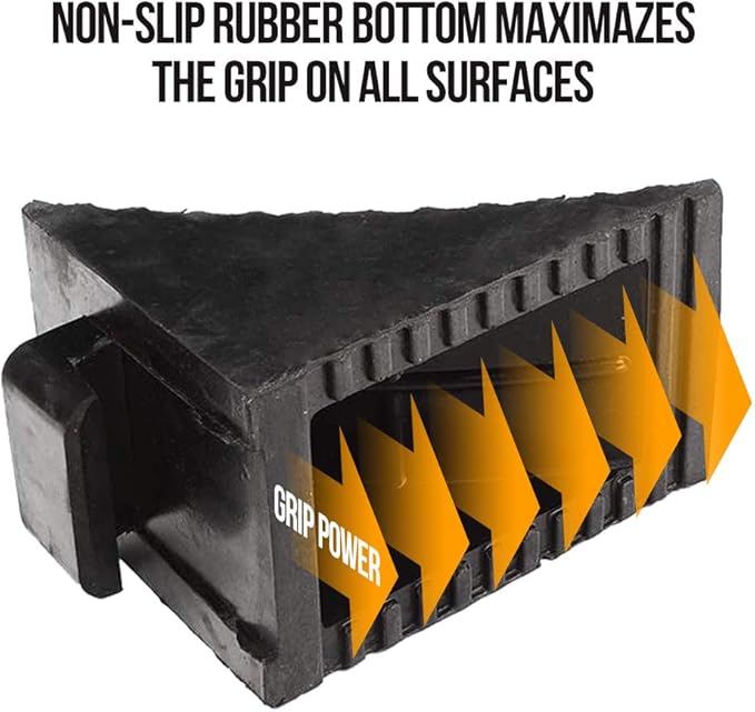 Heavy Duty Rubber Wheel Tire Chock 10" L x 6" W x 7.3" H, Front and Back for Camper, Trailer, RV, Truck, Car, Vehicle and RV (4-Pack)