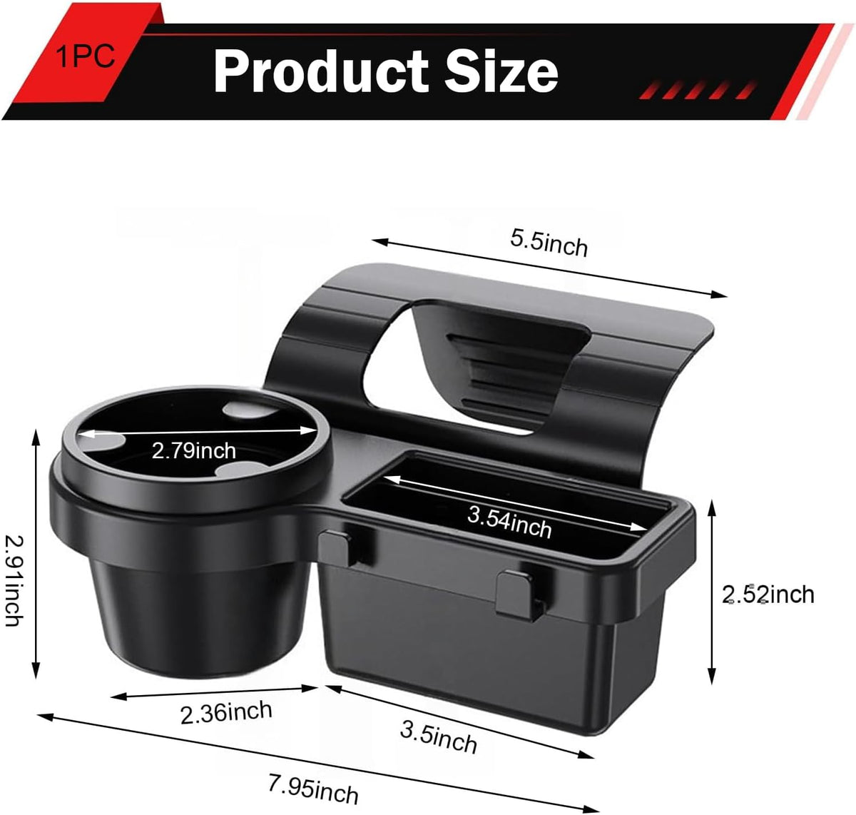1 PC Car Door Window Cup Holder, Multifunctional 4-in-1 Insert Hanging Box/Phone Mount, ABS Clip-on Coin Storage Organizer, Universal for Most Cars, Trucks, SUVs (Black #B)