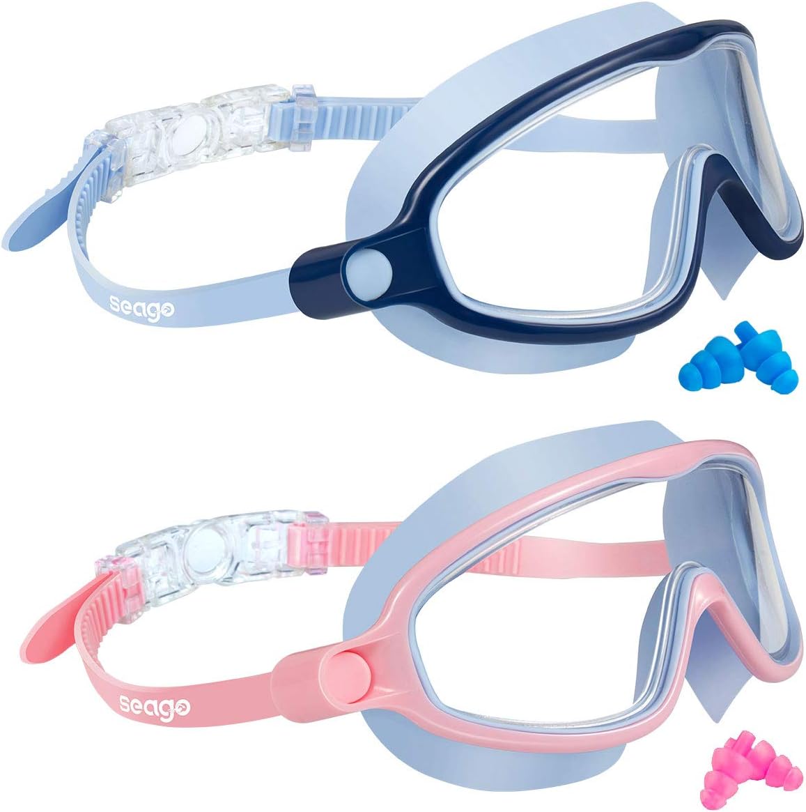 Skiennix Kids Swimming Goggles - Anti-Fog, UV Protection, Watertight Fit | 2-Pack for Ages 3-15