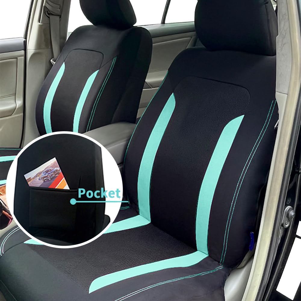 4PCS Cooling Car Seat Covers,Breathable Front Seat Covers with Mesh Construction and Foam Padding,Car Seat Protector to Reduce Back Sweating,Universal Car Interior for Car SUV (Mint)