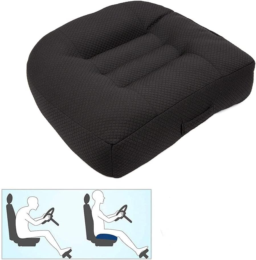 Srutirbo Car Booster Seat Cushion Raise The Height for Short People Driving Hip (Tailbone) and Lower Cack Fatigue Relief Suitable for Trucks, Cars, SUVs, Office Chairs, Wheelchairs (Black and Gray)