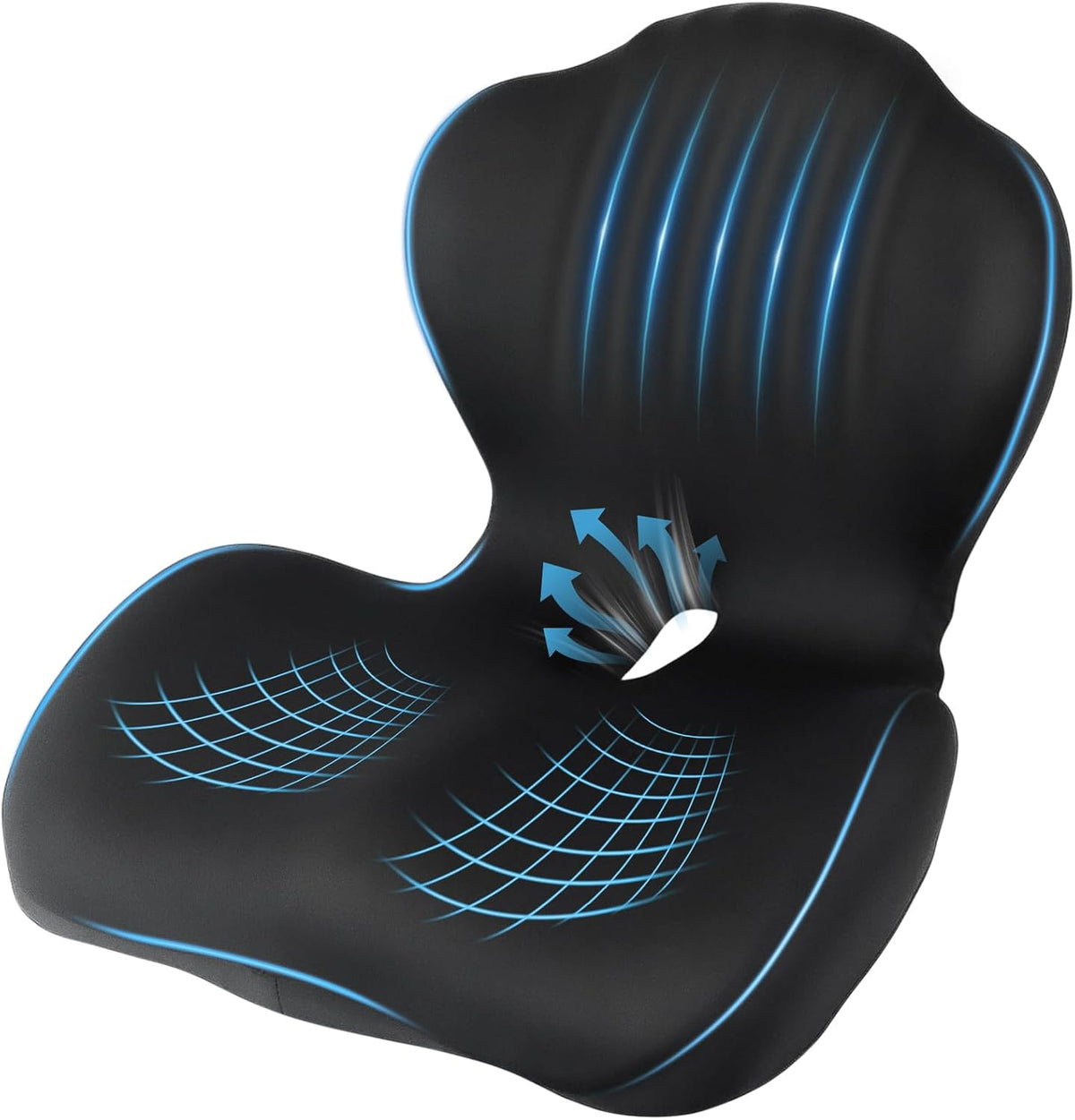 Car Seat Cushion with Lumbar Support Pillow, Memory Foam Office Chair Cushion for Back Pain Sciatica Pain Relief, Ergonomic L-Shaped Seat Cushion for Car Truck Driving Office Chair Home