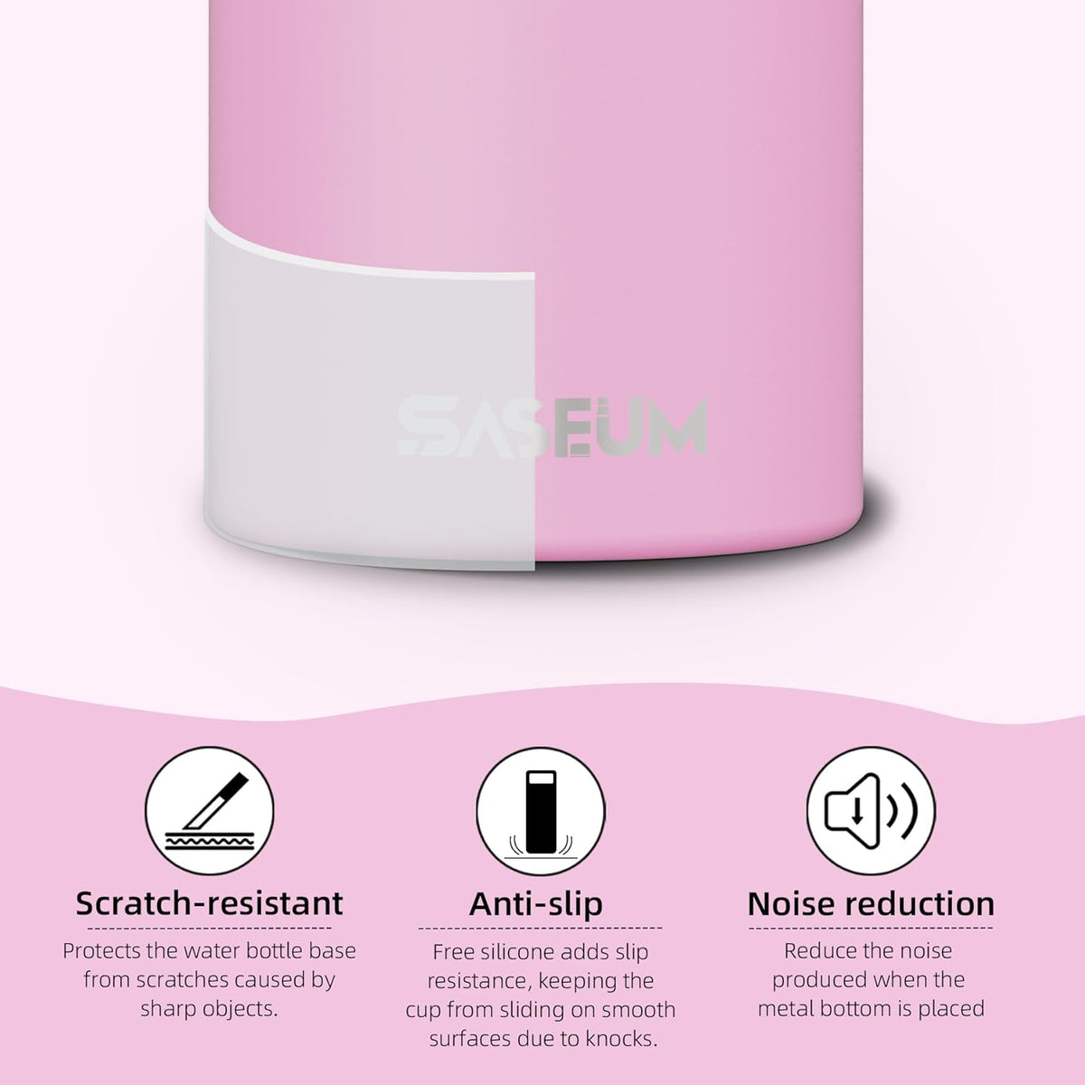 SASEUM 32oz Stainless Steel Sport Water Bottle - Double Wall Insulated Mug with Leak-Proof Spout | Pink