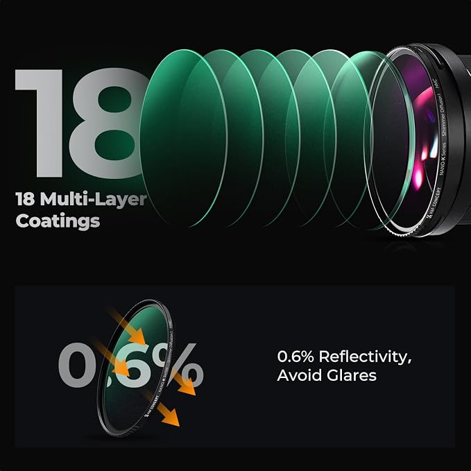 K&F CONCEPT 77mm Shimmer Diffusion 1 Filter Optical Glass 18 Multi-Coated