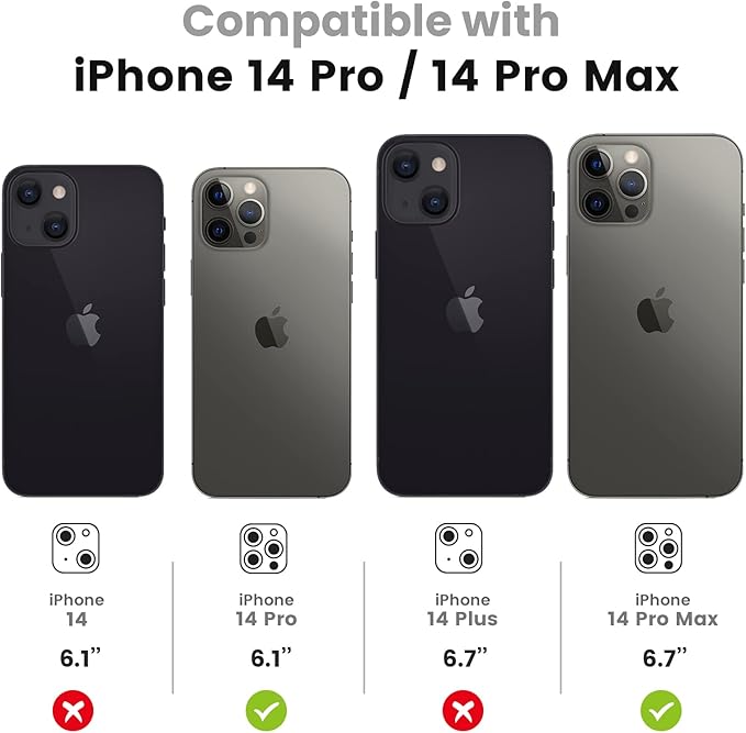 Tensea for iPhone 14 Pro / 14 Pro Max Camera Screen Protector, Tempered Glass