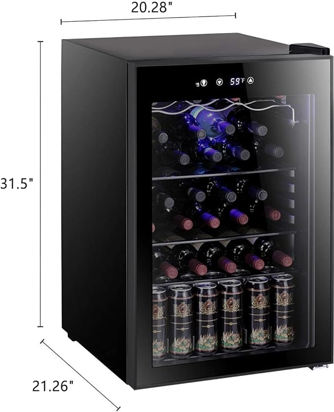 Antarctic Star 36 Bottle Wine Cooler/Cabinet BeverageRefrigerator Small Mini Wine Cellar Beer Soda Bar Fridge Quiet Operation Compressor Adjust Temperature Freestanding Black, 4.4 Cu. ft | 36 Bottle Capacity, for Beer Soda Bar, Quiet Operation, Adjust ...